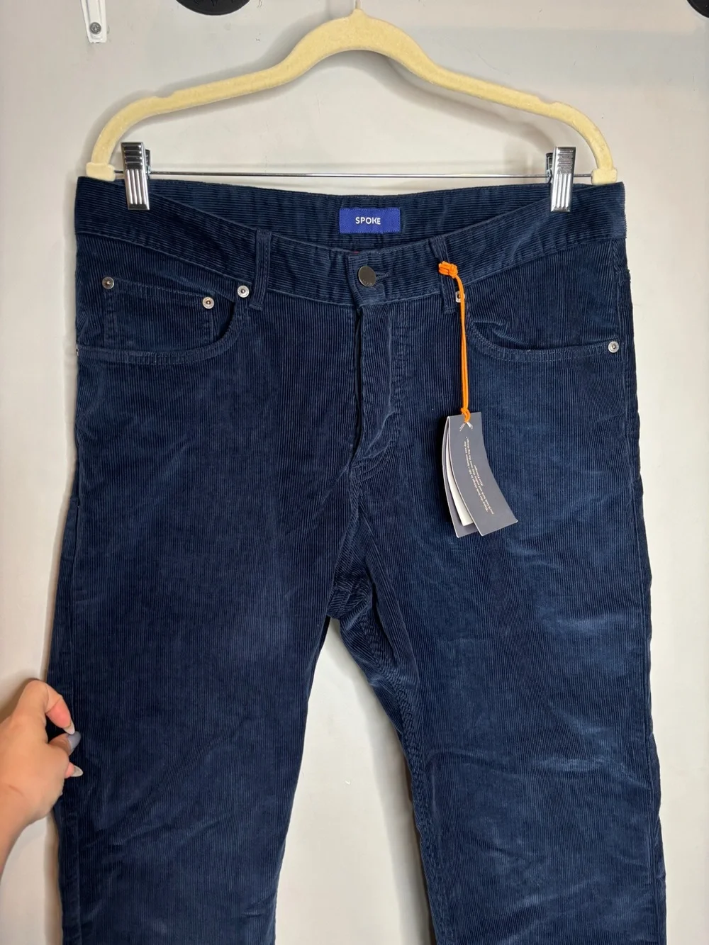 NWT Spoke Cord Fives The Autumn Original Trouser Size 33x30 Navy Cord
